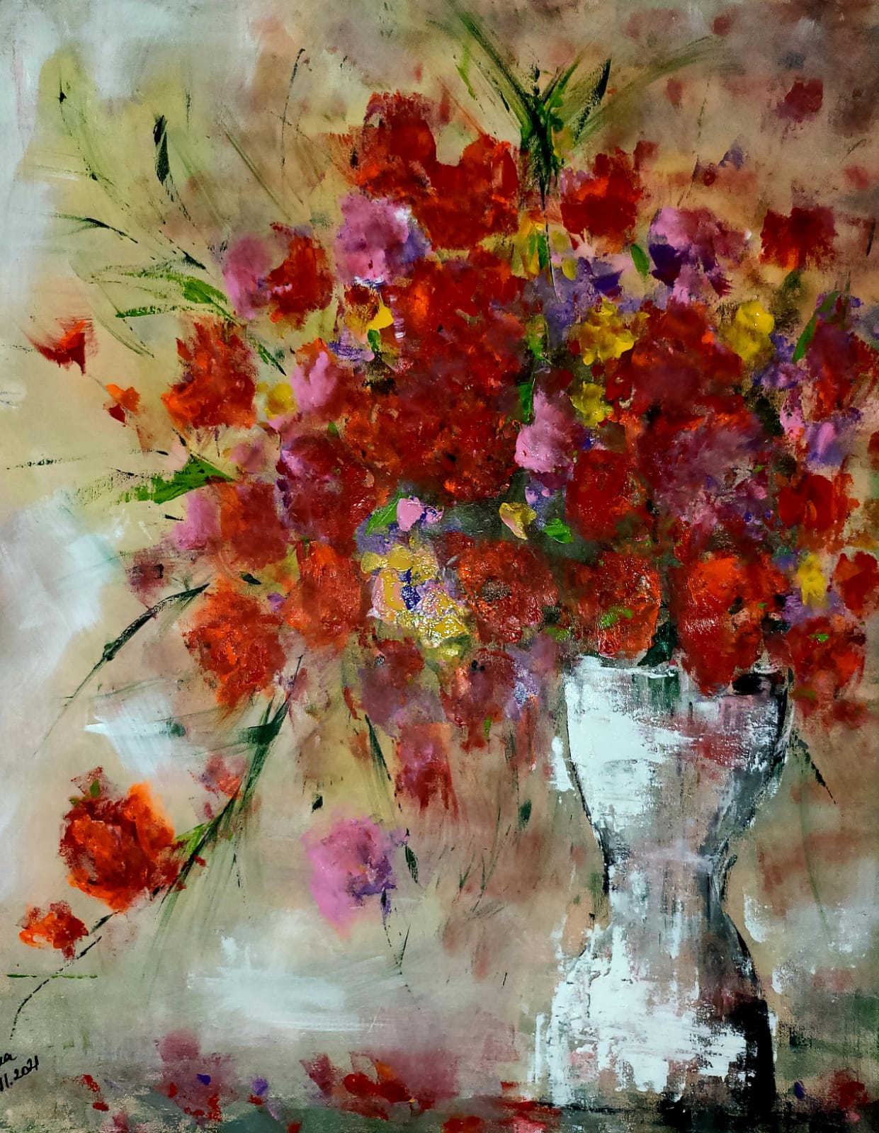 ArteDiAlina.com painting: Flowers in the hourglass